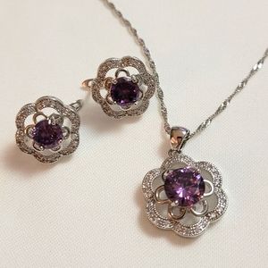 Purple amethyst necklace & earrings set